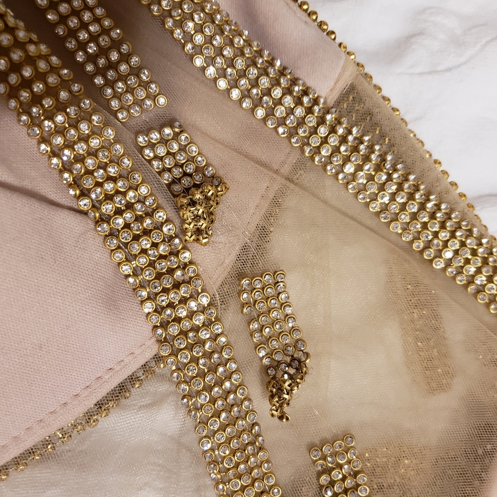 PARTY GOLD LONG DRESS WITH RHINESTONE SIZE 2XL - Picture 12 of 16